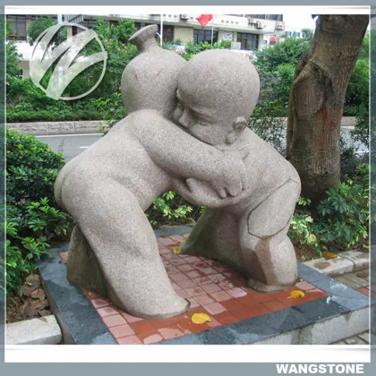 Modern Design Granite Stone Statue Naughty Kid Sculpture