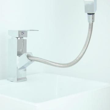 Puxando torneiras pretas torneira tridimensional de rotação livre banheiro