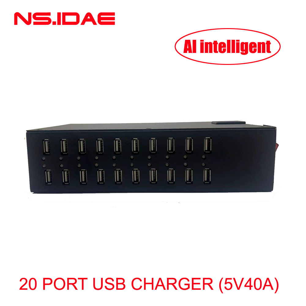 20-Port USB Smart Charger mit Display 200W