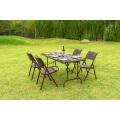 Plastic Bi-folding Table 183cm Length Rattan Brown