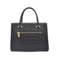 Double Strap Small Pocket Tote Crocodile Leather Satchel