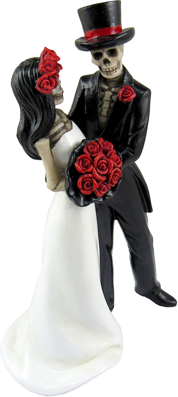 ハロウィーンゴシック愛好家のロマンチックな花嫁と花groomの置物