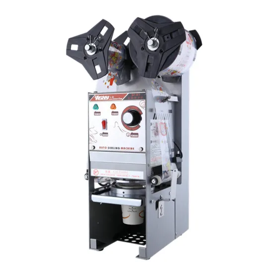 Automatic 90/95mm Plastic Paper Cup Sealing Machine for Drinks, Coffee, Juice, and Soy Milk Heat Sealer