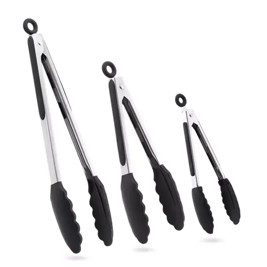 Silicone and Stainless Steel Serving Tongs: Perfect for Cooking and BBQ in the Kitchen