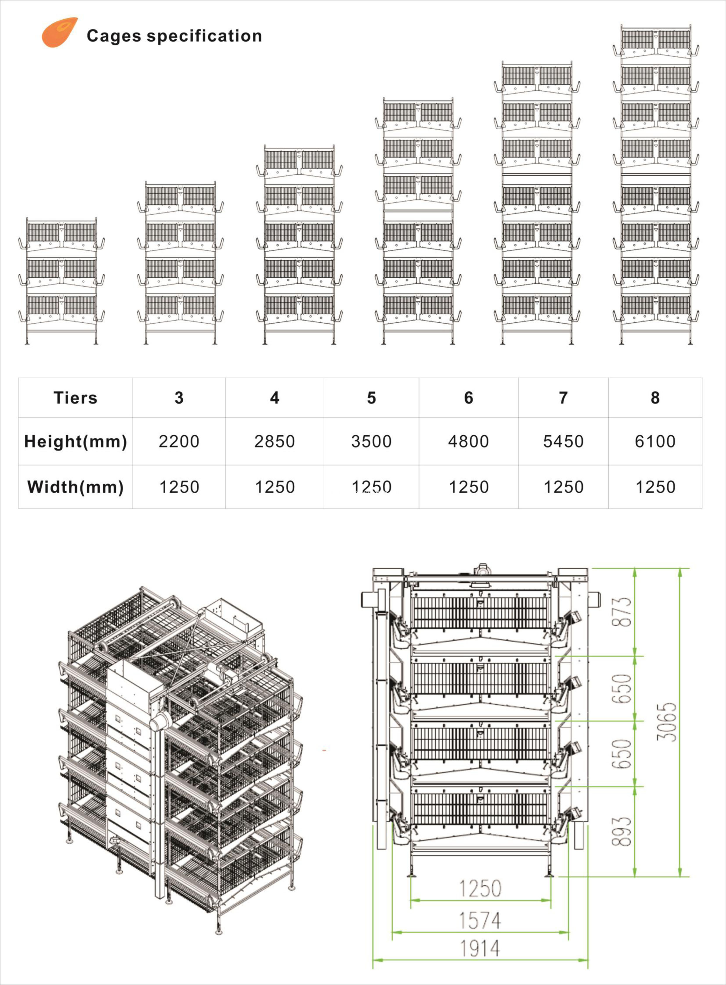 H frame layer chicken cage system-3