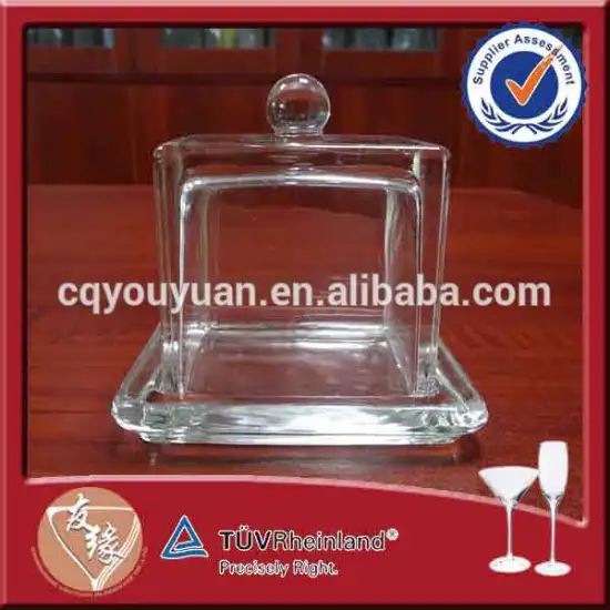 bulk wholesale custom brand clear glass material cheap fancy mini cake stand with cover