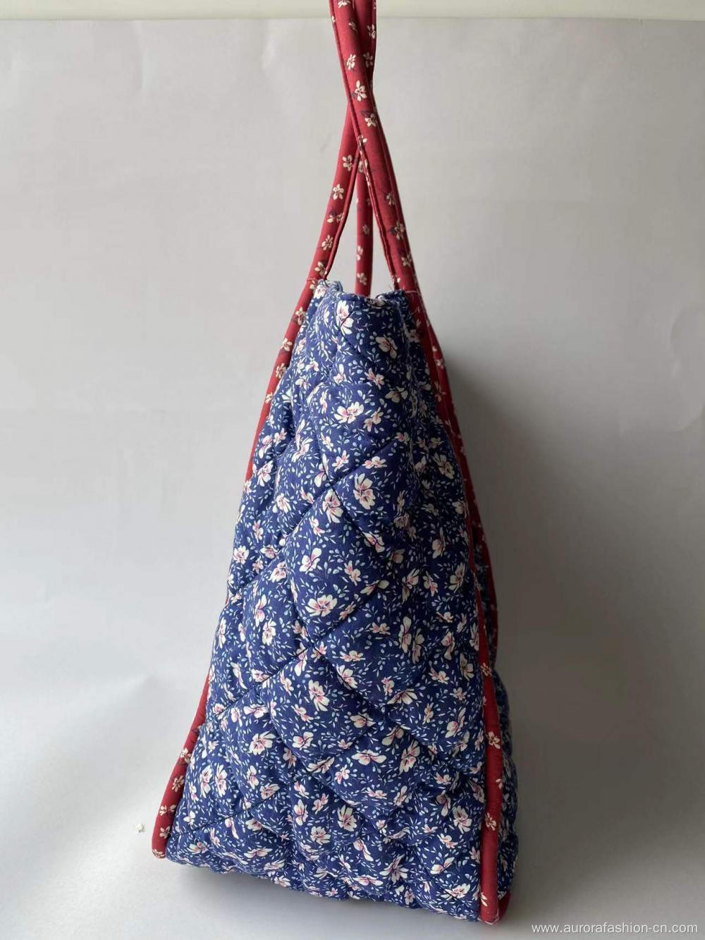 Deep blue cotton material shoulder bag