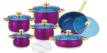 purple color Stainless steel kitchenware set