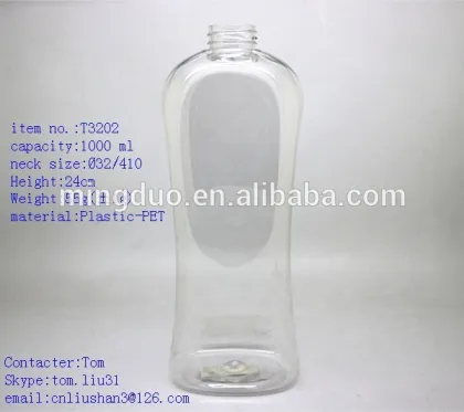 1000ml PET clear bottle shampoo bottle cosmetic container T3202