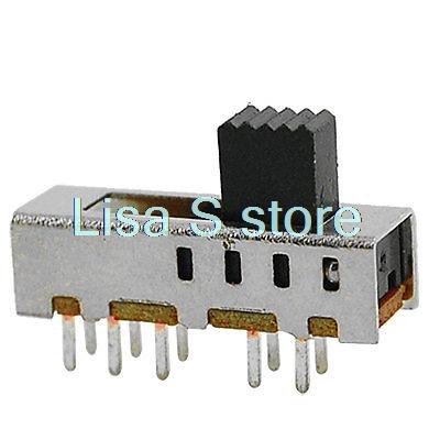 10Pcs x SS24E01-GG5/G6 5mm 6mm Knob Height PCB 10 Pin 4 Position 2P4T DP4T Mini Vertical Slide Switch 0.3A 50V DC