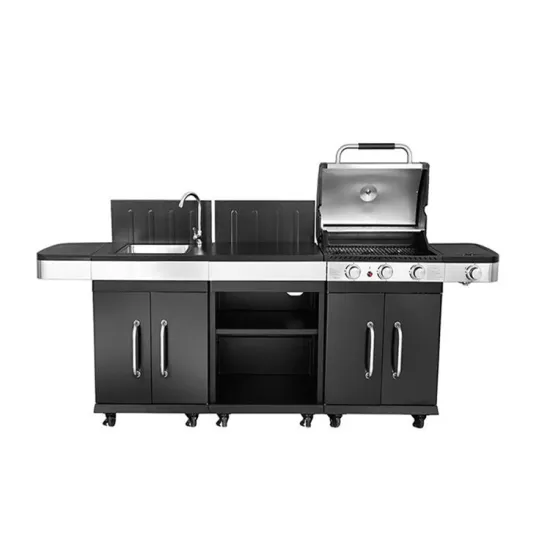 Outdoor Kitchen Stainless Steel Tube Burner Cast Iron Cooking Grill With Sink Cooking Grill