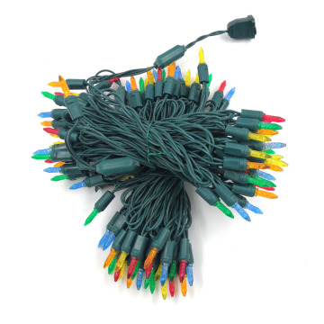 25ft M5 Commercial LED String Light Multicolor Green Wire
