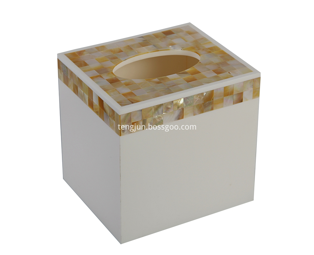 golden mother of pearl square tissue box