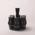 Ματς μαύρο μαρμάρινο κόκκο περιστρεφόμενο γυαλί καρυκεύματα 6 τεμαχίων σετ ακανόνιστο σχήμα γυάλινη μπουκάλι γάλα 200ml