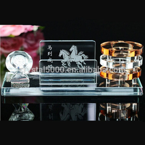 Best pen holder with clock and card crystal pen holder