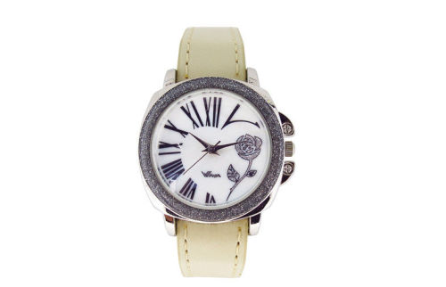 Dust Proof Unisex Quartz Watch 1 Atm Wristwatch White Leather Buckle