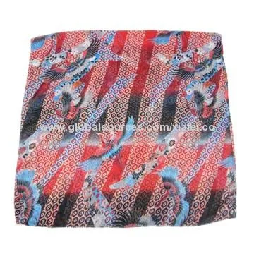 Sea gull printed voile polyester scarf