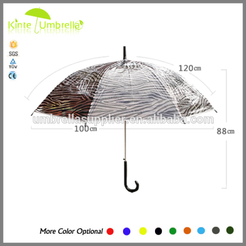 Pattern print Long Umbrella for PVC transparent popular umbrellas