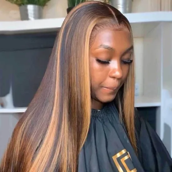 150% 180% density T1B/27 P4/27 highlight 4*4 13*4 middle part wig 100% Raw Virgin Cuticle Aligned Indian Human Hair lace wig