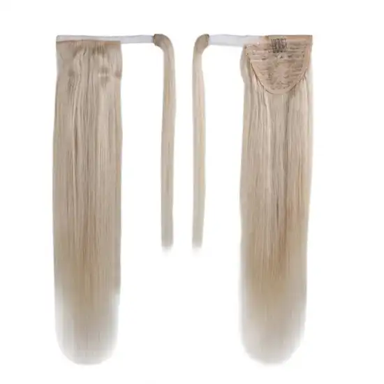 Xuchang Harmony Stock 22inch 100grams double drawn platinum blonde color wrap around clip on human hair ponytails