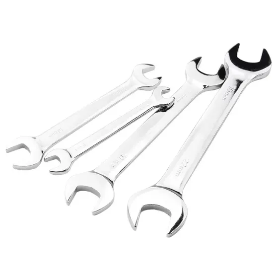 High-Quality Multi-Sized OEM Polish Chrome Double Open-End Wrench Spanner for Repair Projects