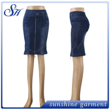 2016 hot selling zipper jeans skirt