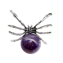 Amethyst 16MM Ball Antique Silver Spider Pendant (47x40mm) for DIY Making Jewelry