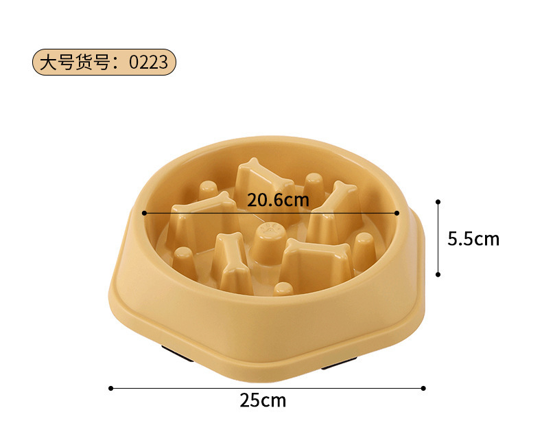 Plastic Bone-Shaped Slow Feeder Dog Bowl