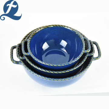 Hot sale printed binaural ceramic bakeware