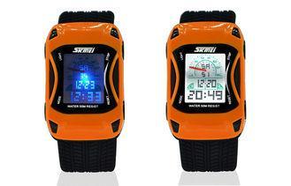 Car Shape Children LCD Digital Sports Watch With Hourly Chi