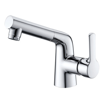 Lavatory pull down vessel sink faucet na may spout