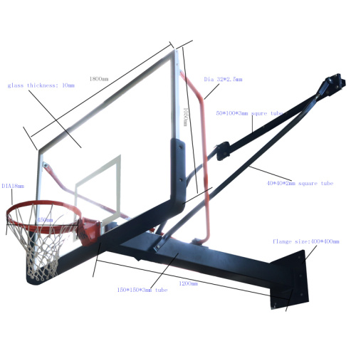 Fixed wall mounted basketball hoop stand