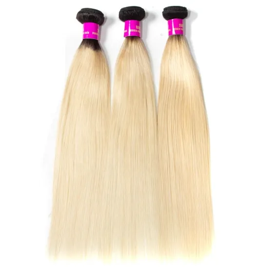 8A 10A Grade Cuticle Aligned 1B/613 Virgin Hair Blonde Straight Hair Bundles Mink Human Malaysian Hair