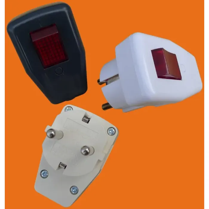 Steker 2 Pin dengan Bumi dan Sakelar (P7055)