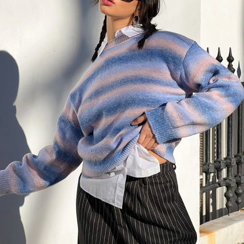 Women's Fashion Striped Color Block Sweater