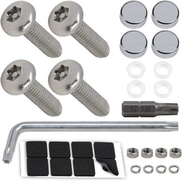 Anti-Theft License Plate Screws - Black Locking Car Tag Hardware Kit