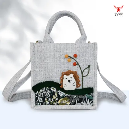 Cute Hedgehog Handheld Crossbody Tote Bag