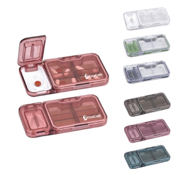 Portable Medicine Organizer Box with Pill Cutter and Divider for Travel