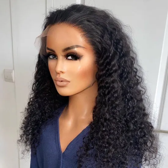 Raw Indian 100% Virgin Kinky Curly 360 Full Hd  Lace Frontal Wig Natural Human Hair Transparent Lace Front Wigs For Black Women