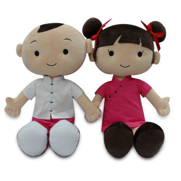 Plush Dolls with 100% PP Cotton Filling, Customized Designs and Sizes are Accepted