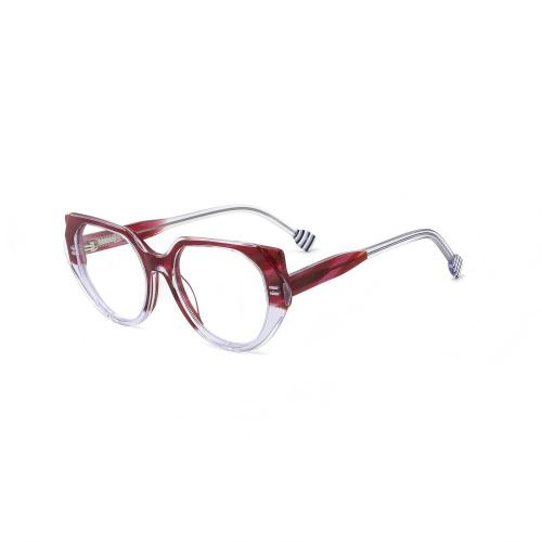 Mixed Gradient Layered Acetate Round Cat-Eye Optical Frames