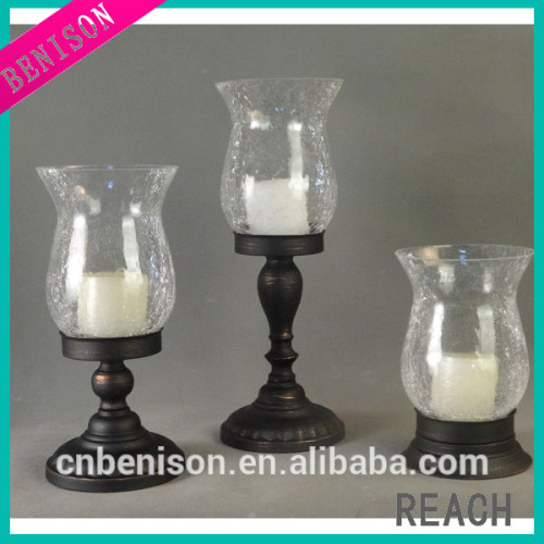 popular metal part clear wine bottle candle holder