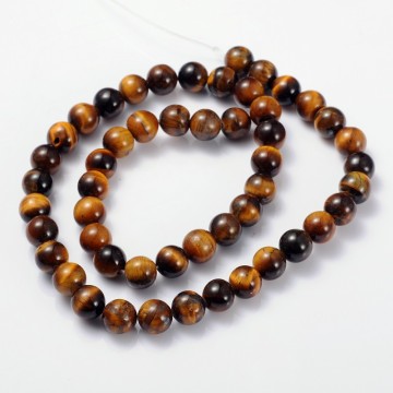 8mm Round Natural Grade AB+ Tiger Eye Gemstone Beads - PandaHall Collection