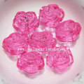 Perles de rose sculptées en plastique acrylique de couleurs transparentes