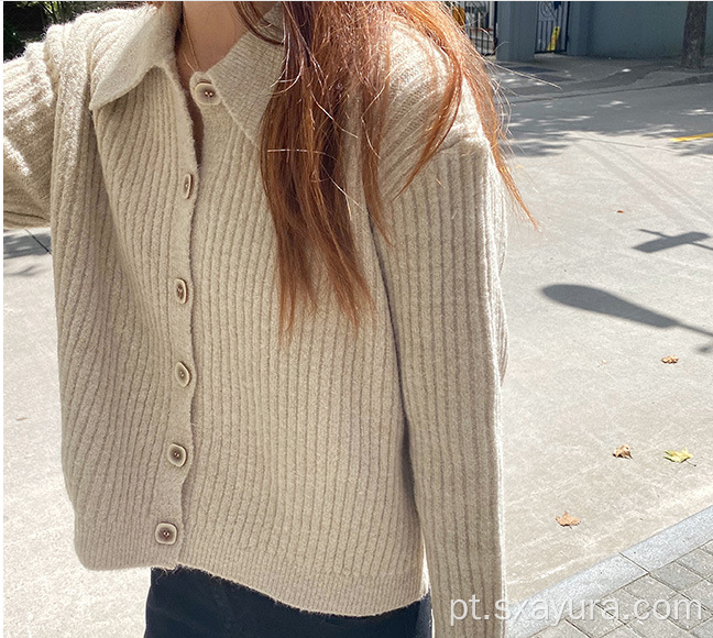 Cardigan de malha de algodão temperamento commuter