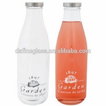 500ml clear glass milk bottle with silver metal cap in favorable shape