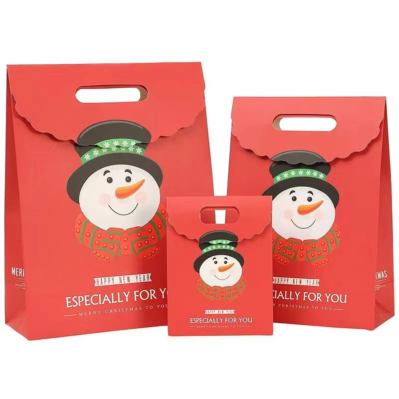 Merry Christmas Eve Gift Packaging Creative White Cardboard Christmas Gift Paper Bag