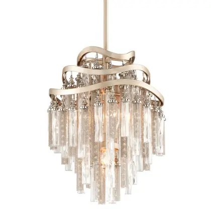 Chimera Lighting Shimmering Nickel and Crystal Tassels Chandelier