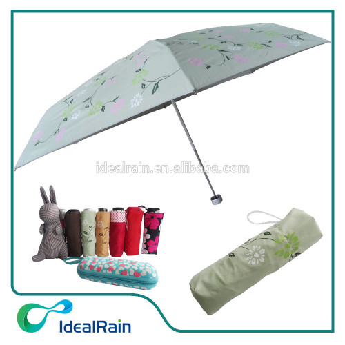 5 fold sliver coated mini umbrella in case