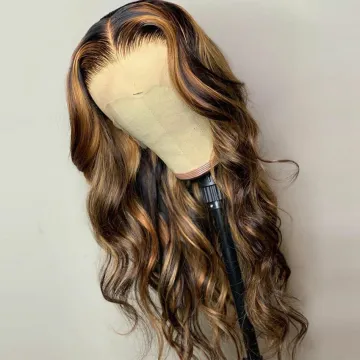 Natural Loose Deep Wave Human Hair Highlighted Wig Wholesale Virgin Cuticle Aligned Lace Frontal Guangzhou Wigs For Black Women